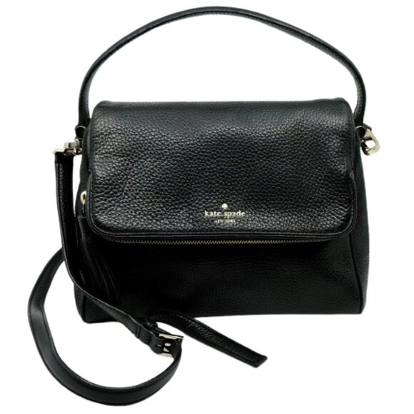 KATE SPADE~Chester Street Miri~BLACK PEBBLED LEATHER CROSSBODY SATCHEL BAG - Picture 1 of 7